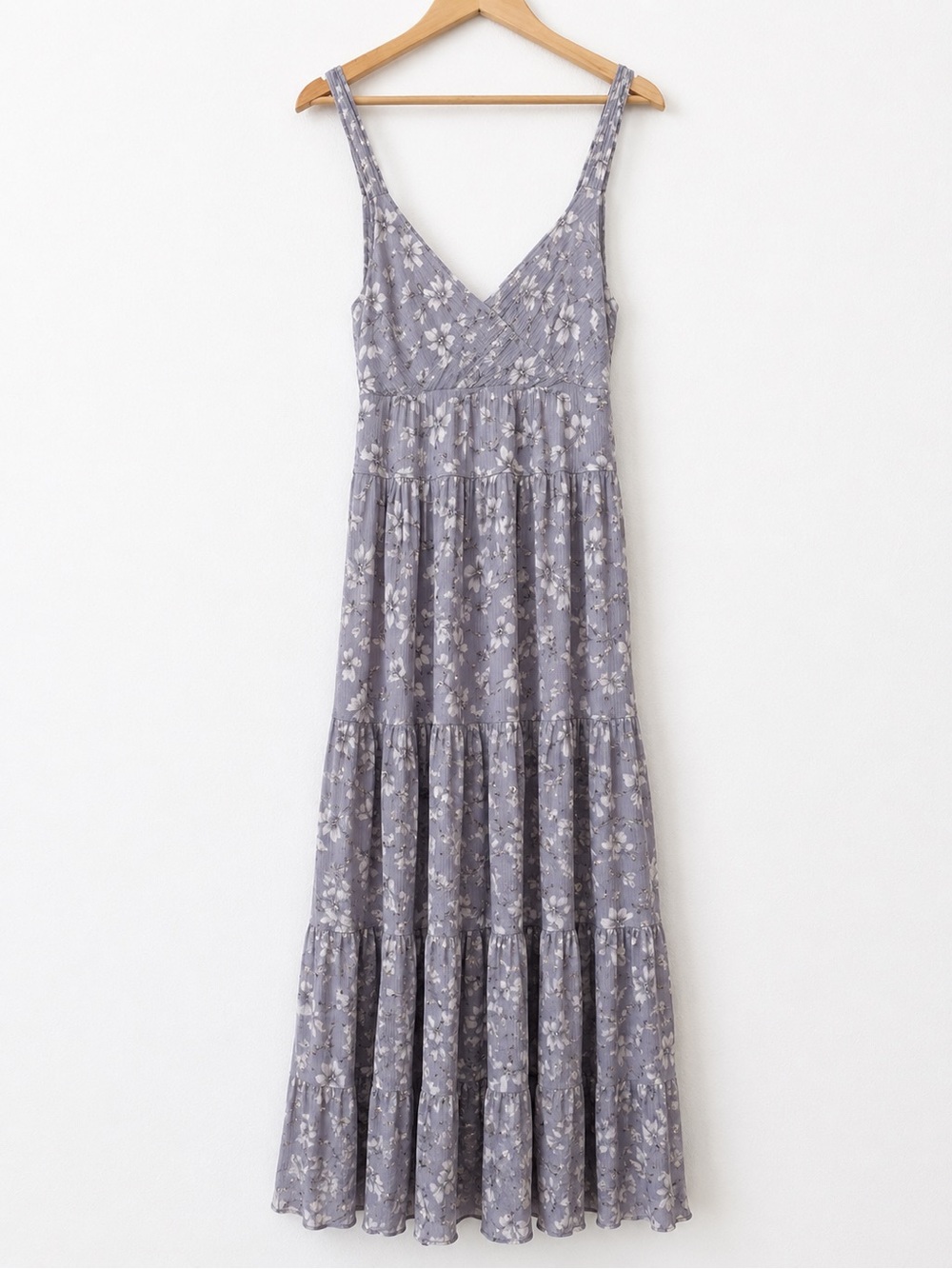 Böhme Floral Tiered Maxi Dress Women’s Medium Lavender Sleeveless Boho